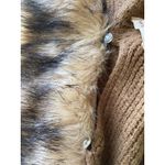 Faux Fur Trim Wrap One Size Poncho Cape Shawl 1 Size Brown Fringe Boho Size L Photo 6