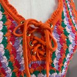 4SI3NNA Crochet Knit Bodycon Midi Dress Multicolor Boho Large Orange Photo 8