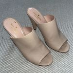 Kate Spade  Pink Nude Pebble Leather Peep Toe Cone Heel Mules Classic Sz 8 Photo 0