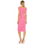 Majorelle Tabitha Ruched Mesh Midi Dress in Bubblegum Pink - Size Medium Photo 2