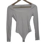 Abercrombie & Fitch Womens  White Nylon Square Neck Long Sleeve Bodysuit Size XS Photo 0