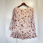 LOGO By Lori Goldstein LOGO Lori Goldstein Women's Floral Print V-Neck Ruffle Hem 3/4 Sleeve Top Photo 1