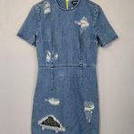 House Of Holland Distressed Denim Mini Dress Blue Size 2 Photo 5