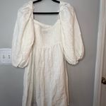 Tuckernut Annie Smocked 100% Linen Elegant White Puff Sleeve Dress Size XXL Photo 5