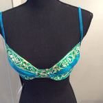 Gottex New NWT  Bikini Top Size 8 Teal Blue Greens Gold Photo 0