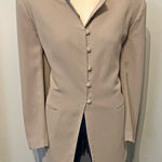 Vintage Rena Rowan for Saville Taupe Longline Blazer Minimalist Power Jacket 8 Size 14 Photo 0