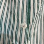 Petite Plume Twill Stripe Long Sleeve Pajama Shirt in Emerald Ticking Size Large Green Photo 4