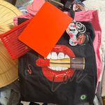Handmade  Stylish Black Red Lips & love tote bag Photo 4