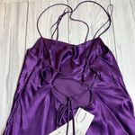 ZARA NWT Purple Satin lingerie style cowl neck tie back mini dress XL Photo 8
