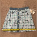 Nanette Lepore  Blue/ Green Pearl Button Tweed Mini Skirt Photo 6