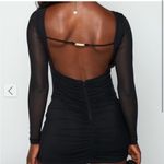 Beginning Boutique  Black Raven Dress Ruched Cut-Out sheer mesh long sleeve sz 12 Photo 2