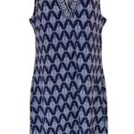 Magnolia Grace Embroidered Trim Knit Dress navy blue/white Sleeveless Size S Blue Photo 0