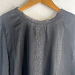 A Dip of Darling Black Long Sleeve Mock Neck Embroidered Blouse Size MD Black Size M Photo 2