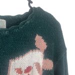 Shenanigans Vintage 90s Women's Size Medium Rose Floral Crochet Green Sweater Black Photo 6