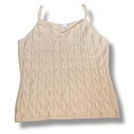 Minnie Rose  Cashmere Knit Cami Tank Top Medium Beige Ivory Cable Knit Knitwear Photo 4