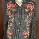 ZARA  Emroidered Plaid Button Down Photo 2