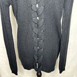 True Craft  Oversized Cable Knit Soft Black Cardigan Criss Cross Back Size XS Photo 6