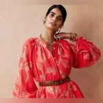 Banana Republic  Leaf Embroidered Puff Sleeve Linen Blouse Size Medium Photo 6