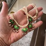Vintage Kundan Pearl Reversible Necklace Set Red Photo 3
