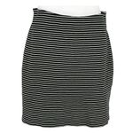 Loft A Line Mini Skirt Stretch Waist Black White Striped Women's Size M Photo 2