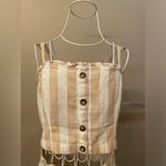 Hollister Two Piece Tank Top and Skirt Set, White and Gold Stripe, Size M Photo 1