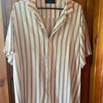 No Boundaries  Vertical Striped Short Sleeve Button Down Shirt‎ Summer Oversized Photo 0