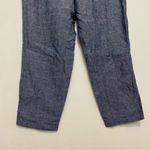 Old Navy High Waisted Cropped Linen Blend Pants Blue White Chambray Crop Ankle L Photo 14