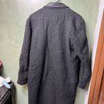 Vintage Hunters Run Wool Peacoat Women 12 Midi Black Leather Trim Winter Coat Photo 7