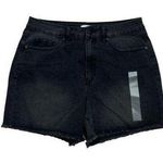 New DIP Jean Shorts Womens Size 12 Black High Rise Mom Jorts Raw Hem Cut Off Photo 0