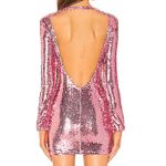 superdown NWT Sparkling Pink Cindi Sequin Long Sleeve Open Back Mini Dress XXS Photo 2