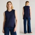 Quince Women’s Cotton Modal Muscle Tank Top Sleeveless Minimalist in Navy L Photo 1