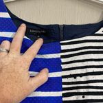Lafayette 148  dress size 14 blue navy white stripe paint splatter print texture Photo 3