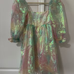 Storia Iridescent Puff Sleeve Babydoll Dress Photo 0
