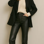 Princess Polly Black Faux Leather Pants Women’s 4 Vegan High Rise Straight Leg Photo 0