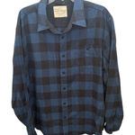 Weatherproof Vintage Unisex Blue Plaid Flannel Long Sleeve Button Photo 0