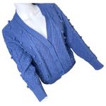 Forever 21 Womens size medium sweater Cornflower blue Cable Panel knit button up cardigan‌‌ Photo 8