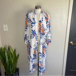 Umgee Floral Kimono Duster NWT | Blue Coral Boho Fall Layering Piece M Photo 2