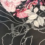 Bebe  Sport Jacket Black Floral Print Scuba Track Bomber Bling XS Photo 5