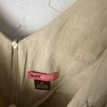 Y2K Max‎ Rave Beige Linen Mini Dress S Embroidered Floral Cottagecore Photo 4