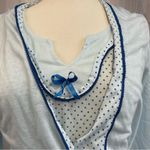 LATI Nightgown Sleepwear Light Blue Robe Set Polka Dot Trim Size M Photo 3