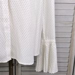 Frame  Pleated Bell Cuff 100% Silk Blouse White w Black Dot-S/P Photo 2