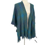 Celtic Kerry Woollen Mills Green Blue Ruana Irish Lambswool Shawl Wrap Ireland Size M Photo 1