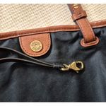 Fossil  Gray White Striped Canvas Purse Bag Leather Trim & Adjustable Straps Photo 8