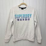 Superdry  Light‎ Gray Sweatshirt with Blue and Purple embroidered Logo Size 6 Photo 0