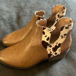 Pierre Dumas Women’s  Cow Print Tan/brown Bootie Size 7 New Without Tags Or Box Photo 0