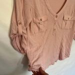 Guess  Roll Tab Y2K Womens Top Sz M Soft Pink Utility Modal Preppy Academia Comfy Photo 4