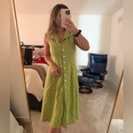 NWOT vintage Sheri Martin Lime Green Polka Dot button down dress! Size L Photo 1