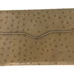 Rebecca Minkoff Ostrich Embossed Leather Zip Around Wallet Beige Gold Tone Photo 0