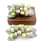 Vintage Shoe Clips Buckles Pastel Faux Pearl Frosted Floral Spray 1940s 1950s Pink Photo 0