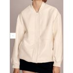 Maeve‎ Jacket Womens Large Ivory Marbled Oversized Faux Leather Bomber Anthro Photo 2